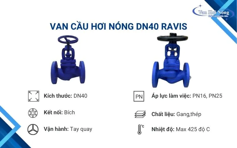 Các loại van cầu Ravis DN40 chất lượng, giá rẻ