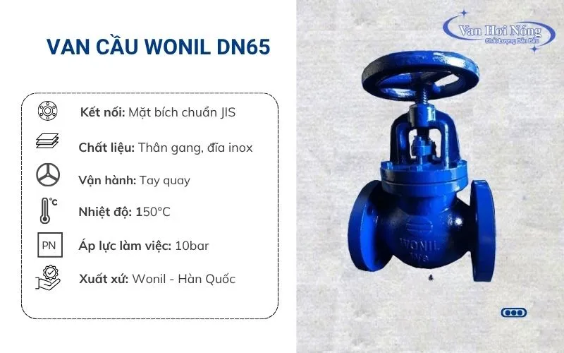 Thông tin van cầu bầu Wonil Hàn Quốc DN65