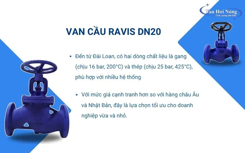 Van cầu Ravis DN20 chất lượng tốt, giá cạnh tranh