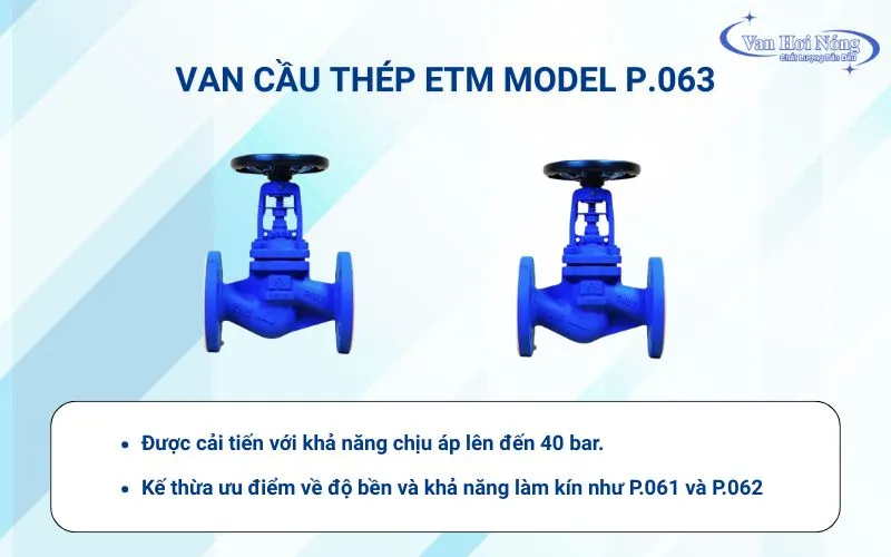 Đặc điểm nổi bật van cầu hơi thép ETM PN40 P.063