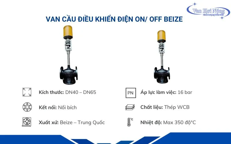 Thông tin van cầu hơi thép Beize điều khiển điện on/off