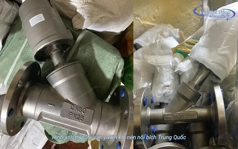 Hình ảnh van xiên y khí nén lắp bích Trung Quốc