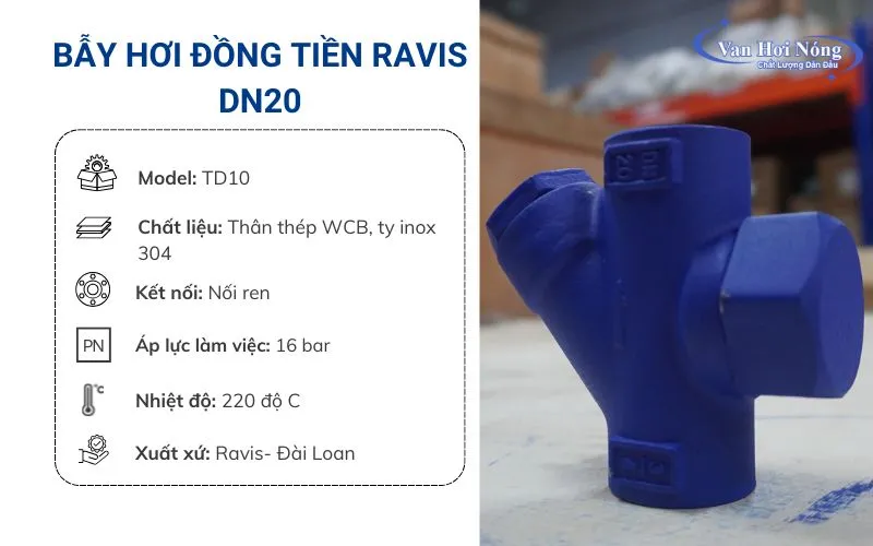 Bẫy hơi đồng tiền Ravis DN20 có thiết kế nhỏ gọn