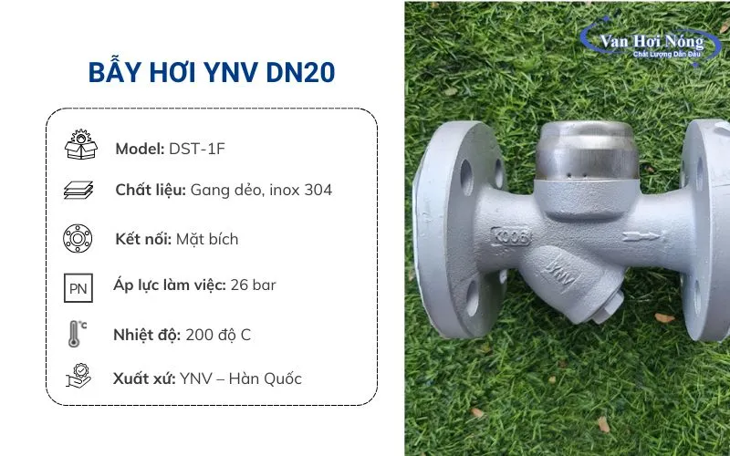 Bẫy hơi đồng tiền YNV DN20 model DST-1F đến từ Hàn Quốc