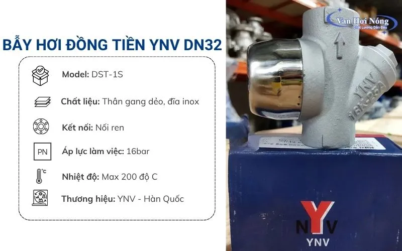 Bẫy hơi đồng tiền YNV DST-1S giá thành rẻ, độ bền cao