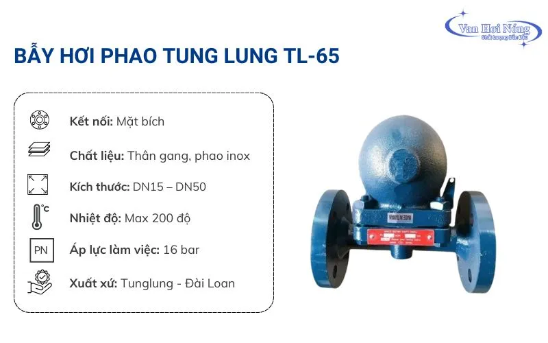 Thông tin bẫy hơi phao Tung Lung TL65