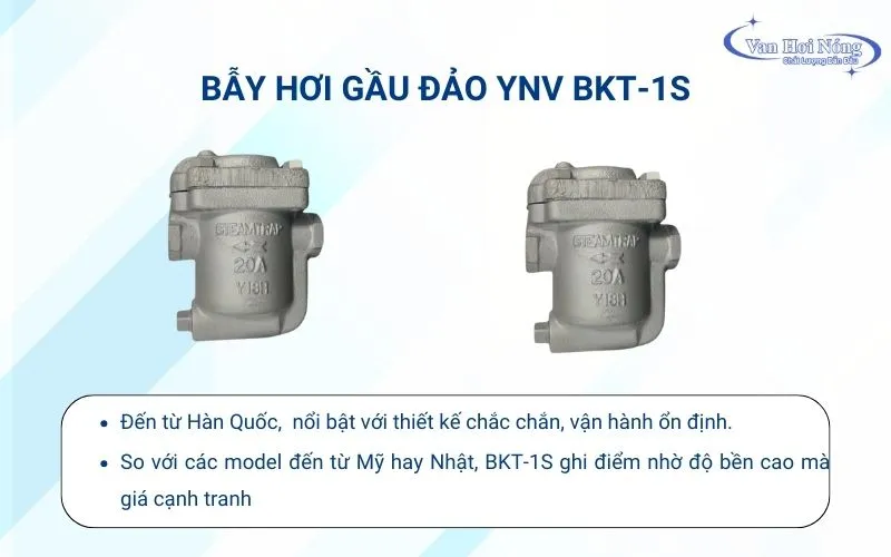 Bẫy hơi BKT-1S hiệu YNV có thiết kế ren tiện lợi, giá thành rẻ, độ bền cao
