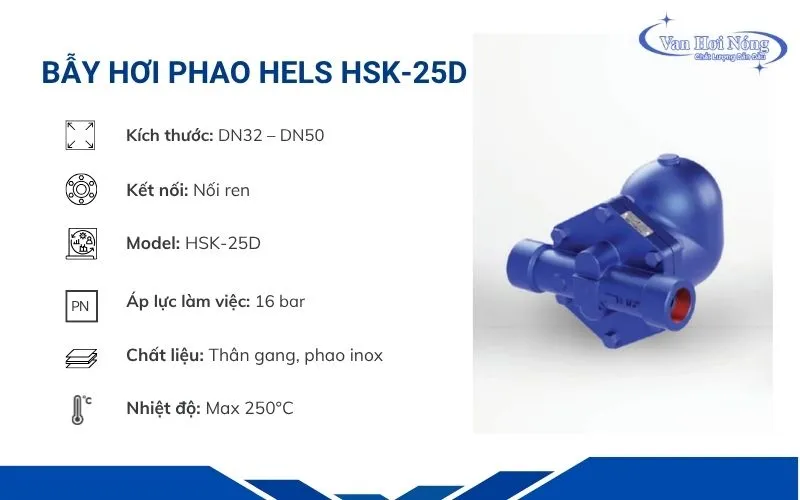 Thông tin bẫy hơi dạng phao nối ren HSK-25D