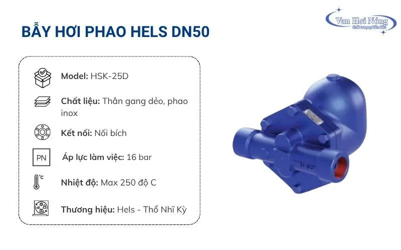 Bẫy hơi phao HSK-25D DN50 đạt chuẩn chất lượng Châu Âu