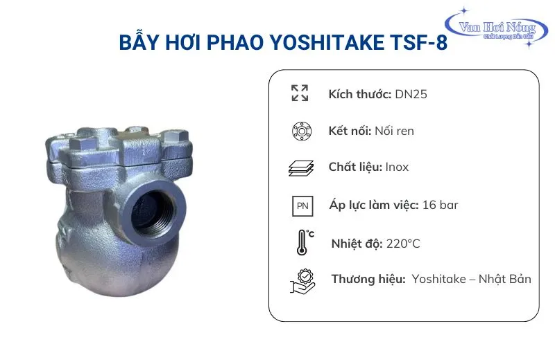 Bẫy hơi Yoshitake DN25 model TSF-8 xả nước ngưng nhanh, chính xác