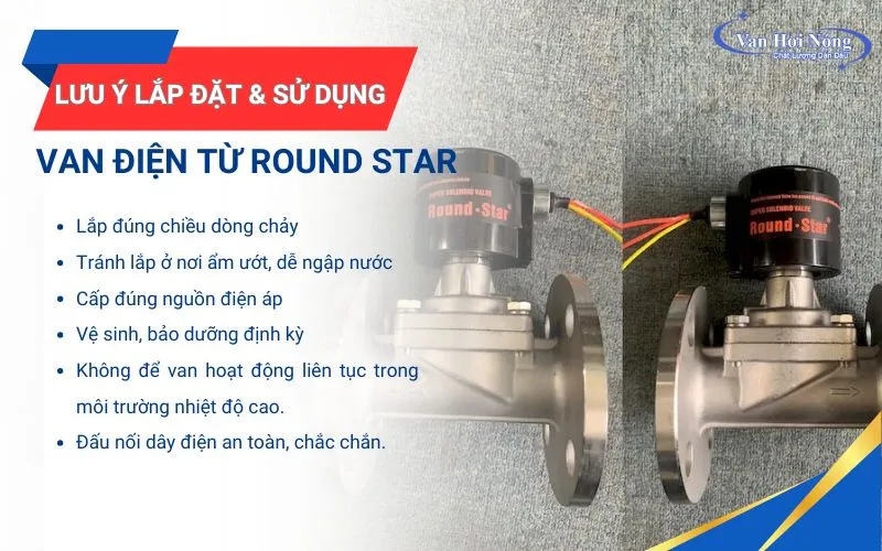 Lưu ý khi lắp đặt và sử dụng van hơi điện từ Round Star