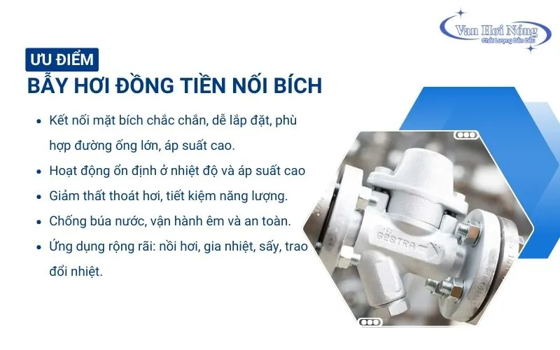 Ưu điểm nổi bật giúp bẫy hơi đồng tiền mặt bích được ưa chuộng