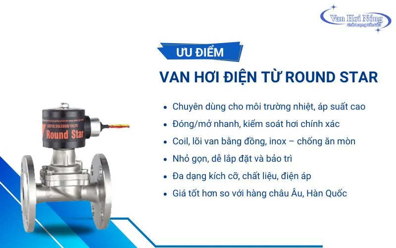 Những ưu điểm của van điện từ hơi nóng Round Star