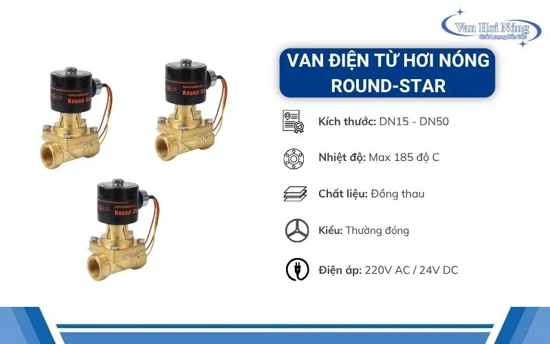 Van điện từ hơi nóng Round-Star Đài Loan
