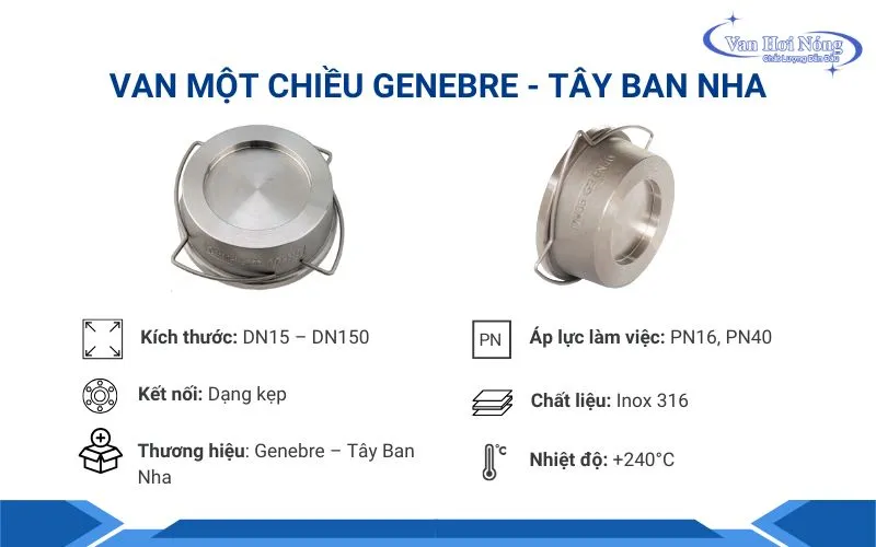 Thông tin van hơi 1 chiều Genebre của Tây Ban Nha