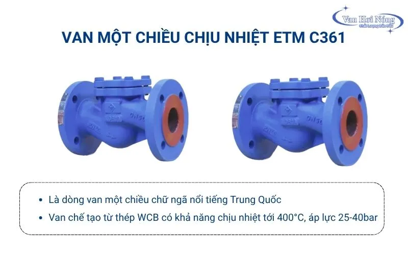 Van 1 chiều chữ ngã ETM C361 chịu nhiệt độ cao lên tới 400 độ C
