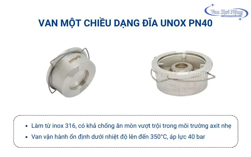 Van 1 chiều chịu nhiệt dạng cối Unox chống ăn mòn tốt