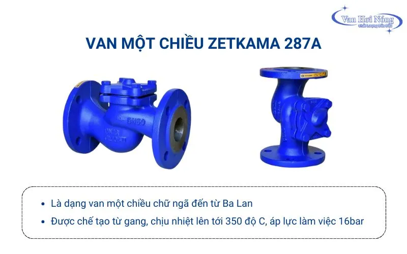 Van 1 chiều chịu nhiệt Zetkama 287A làm từ gang