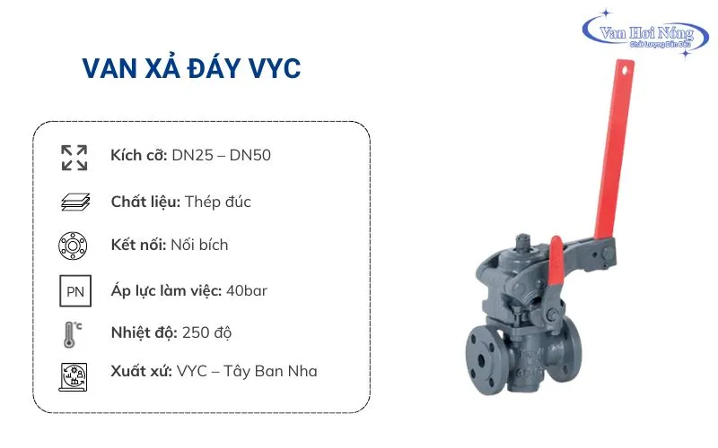Van xả đáy VYC chất lượng cao đến từ Tây Ban Nha