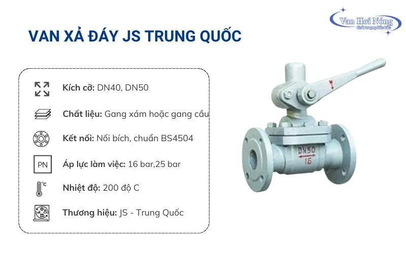 Van xả đáy JS là dòng van giá rẻ Trung Quốc