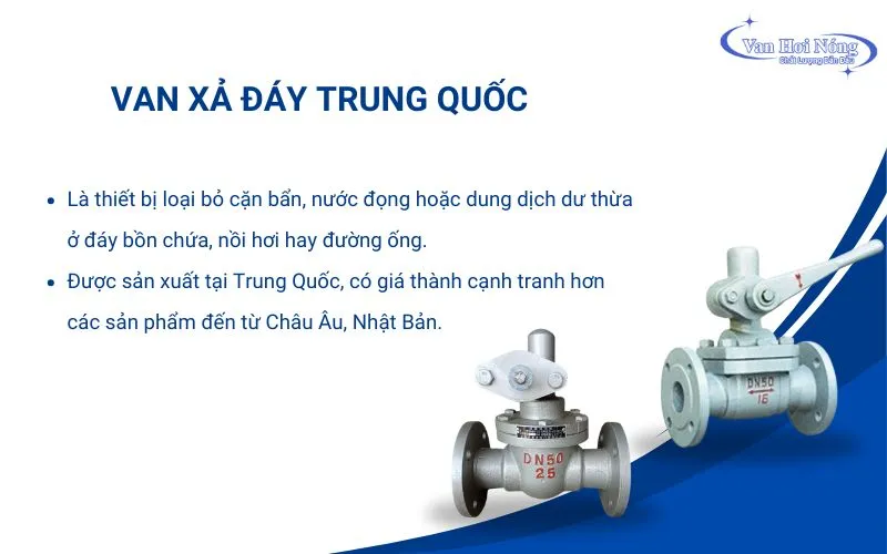Van xả đáy Trung Quốc là thiết bị loại bỏ cặn bẩn giá rẻ, có hiệu suất hoạt động cao