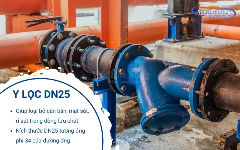 Y lọc DN25 dùng để lọc cặn cho đường ống hơi phi 34mm