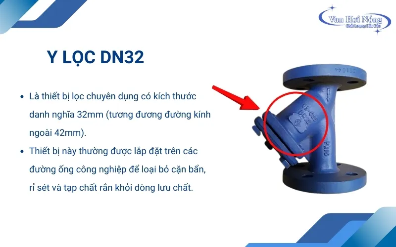 Y lọc DN32 dùng trong hệ thống ống phi 42mm
