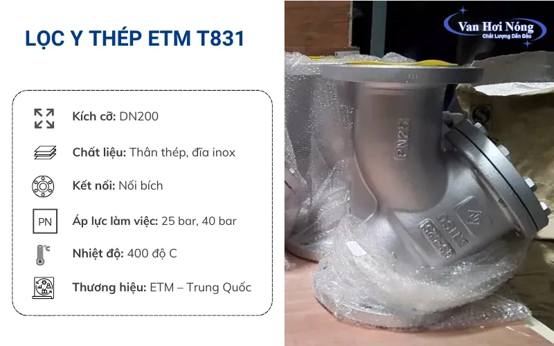 Lọc y thép ETM T831 DN200 chuyên dùng cho hệ thống áp cao