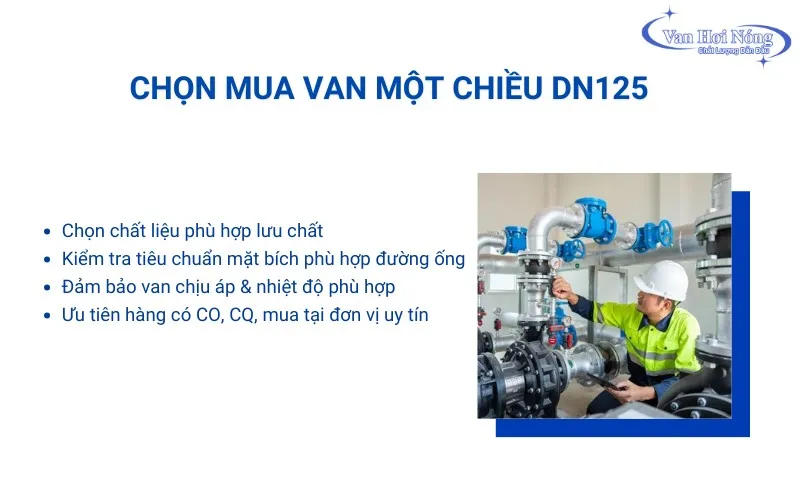 Hướng dẫn chọn mua van một chiều DN125 phù hợp cho hệ thống