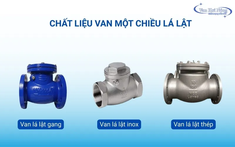 Chất liệu chính của van một chiều lá lật dùng hệ hơi