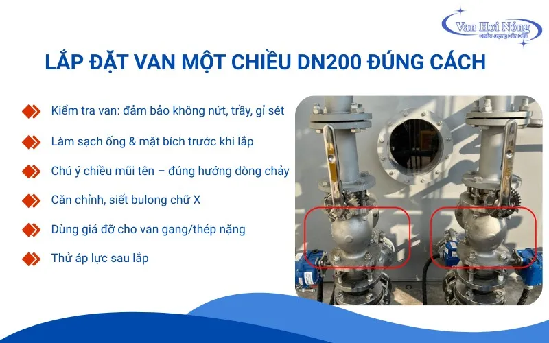 Cách lắp đặt van một chiều DN200 đúng