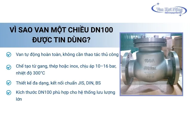 Các ưu điểm nổi bật của van 1 chiều DN100