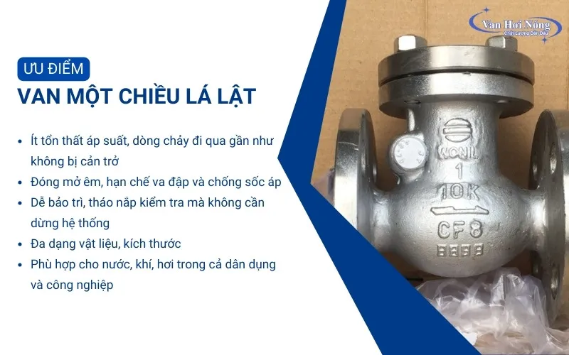 Các ưu điểm nổi bật của van 1 chiều lá lật
