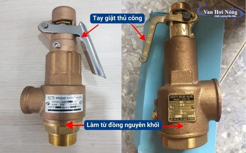 Van an toàn lắp ren có tay giật làm từ đồng