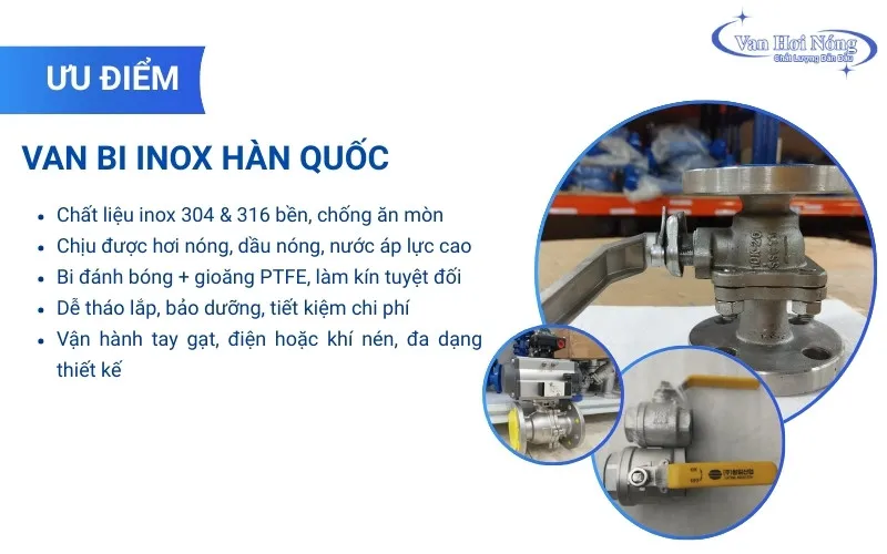 Ưu điểm của van bi inox Hàn Quốc