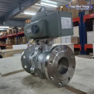 Van bi 2 mảnh nối bích điều khiển điện Haitima Đài Loan