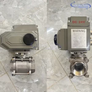 Van bi ren 3PC inox 304 điều khiển điện ON/OFF Haitima