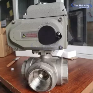 Van bi 3 ngã inox 304 điều khiển điện ON/OFF Haitima Đài Loan