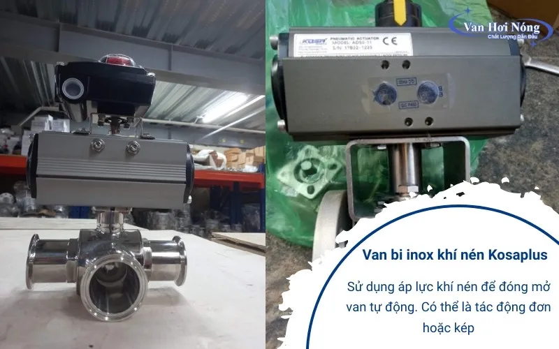 Van bi inox dùng đầu điều khiển khí nén Kosaplus