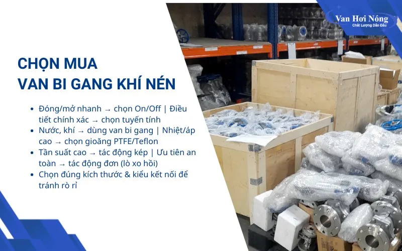 Chọn mua van bi gang điều khiển khí nén đúng chuẩn
