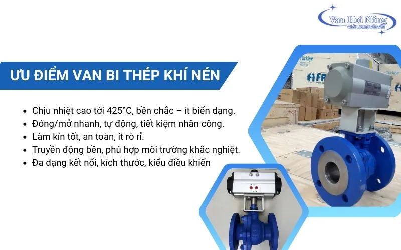Các ưu điểm nổi bật của van bi thép điều khiển khí nén
