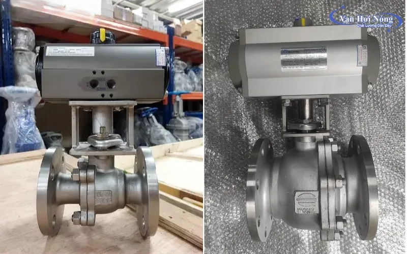 Van bi inox lắp bích điều khiển khí nén