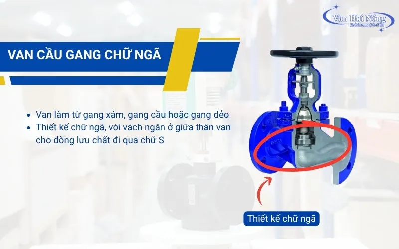 Van cầu gang chữ ngã điều tiết dòng chính xác