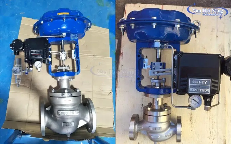 Van cầu inox chữ ngã đóng mờ bằng khí nén nhanh chóng, an toàn