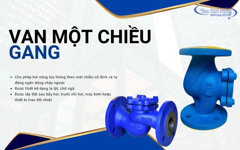 Van 1 chiều gang giúp ngăn dòng hơi chảy ngược