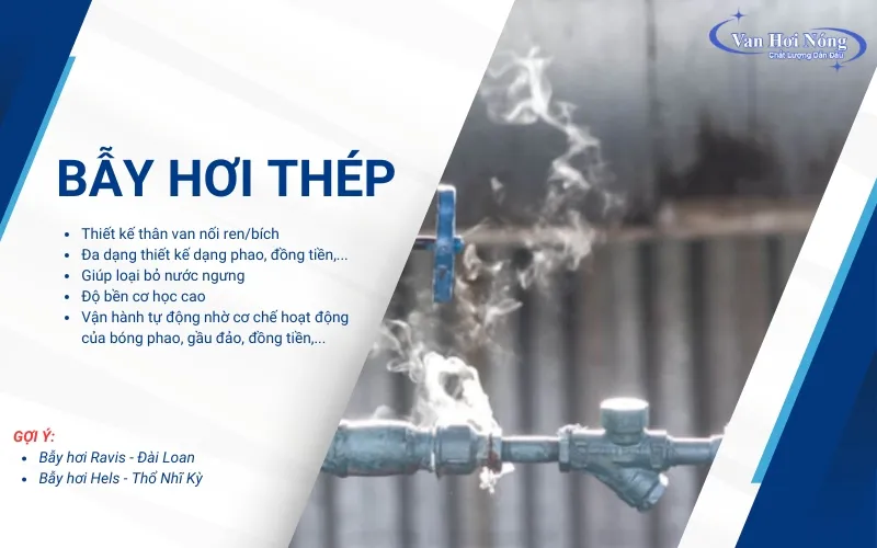 Bẫy hơi thép loại bỏ nước ngưng hiệu quả trên đường ống