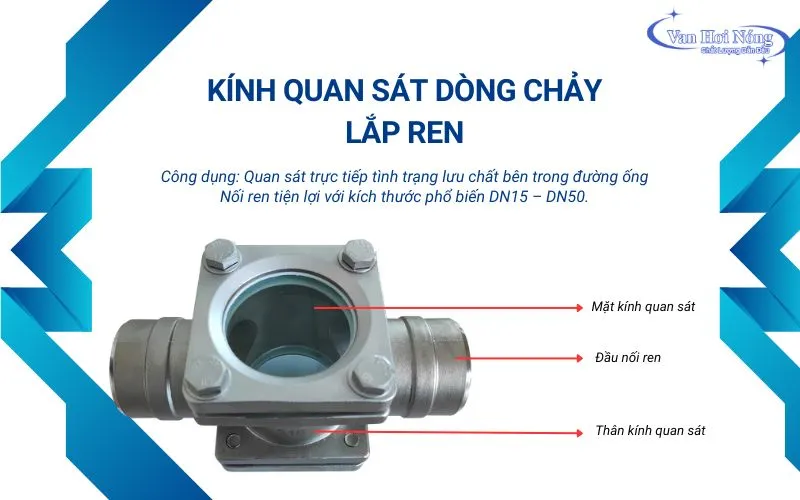 Kính quan sát dòng chảy lắp ren